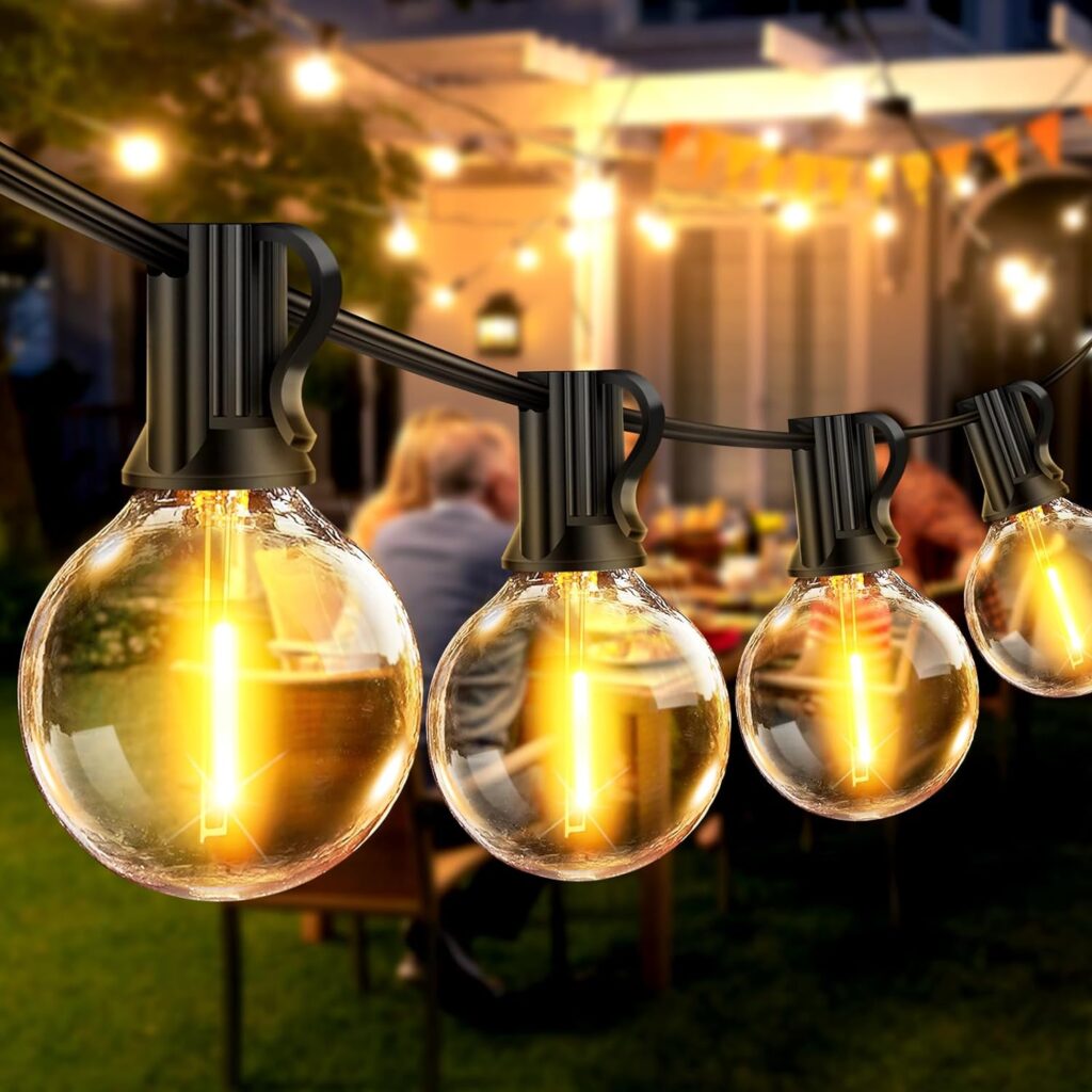 Outdoor String Lights 65.5ft Garden Festoon Light Mains Powered with 30+2 Shatterproof G40 LED Bulbs, Waterproof Hanging Patio Lighting for Indoor Outside Gazebo Pergola Backyard Balcony Cafe Party [Energy Class E]