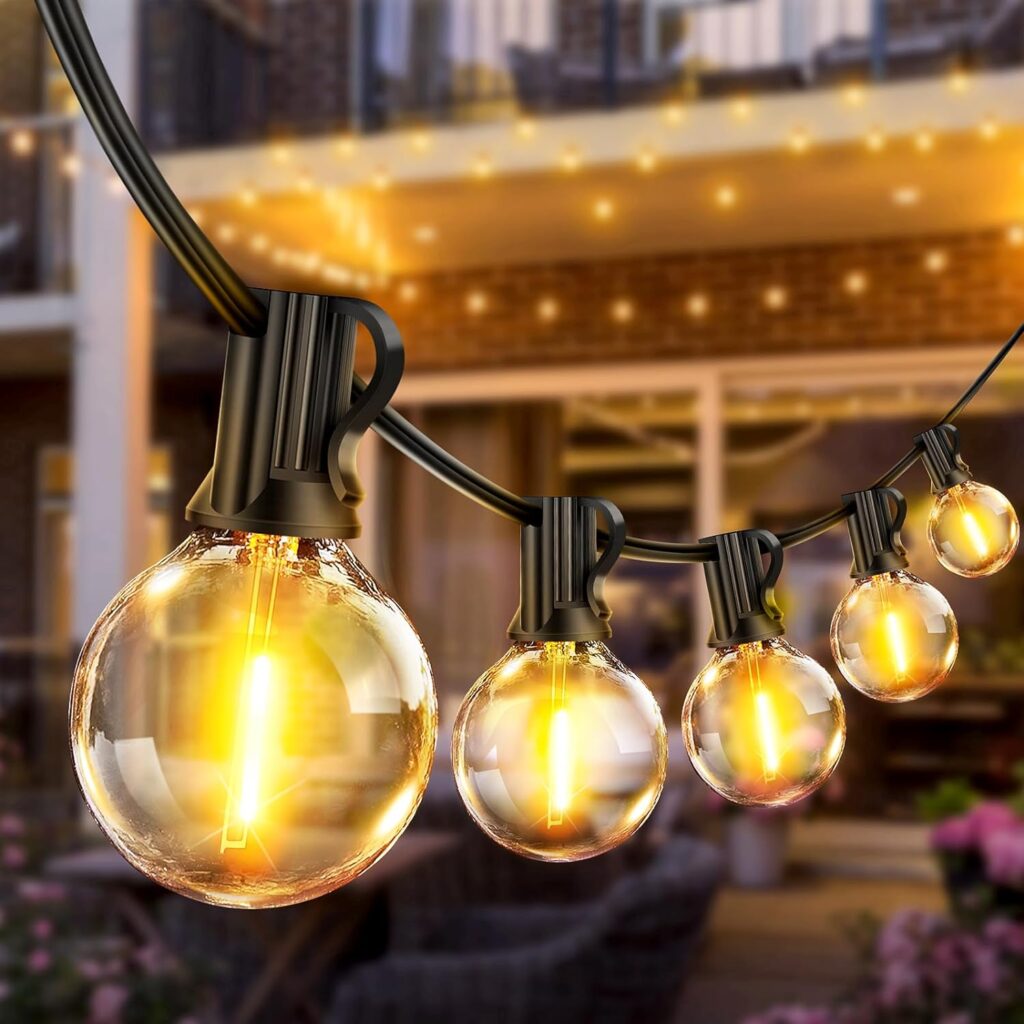 Outdoor String Lights 65.5ft Garden Festoon Light Mains Powered with 30+2 Shatterproof G40 LED Bulbs, Waterproof Hanging Patio Lighting for Indoor Outside Gazebo Pergola Backyard Balcony Cafe Party [Energy Class E]