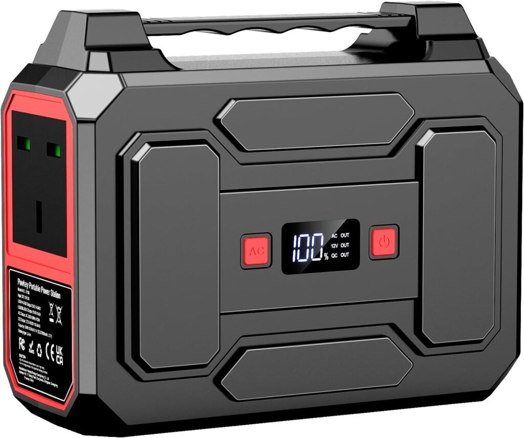 Powkey 100W Portable Power Station 99Wh/ 27000mAh Camping Power Pack,Solar generator with AC/DC/USB/Type C Outlet for Outdoors Camping Travel Fishing Emergency Power Supply Backup Orange