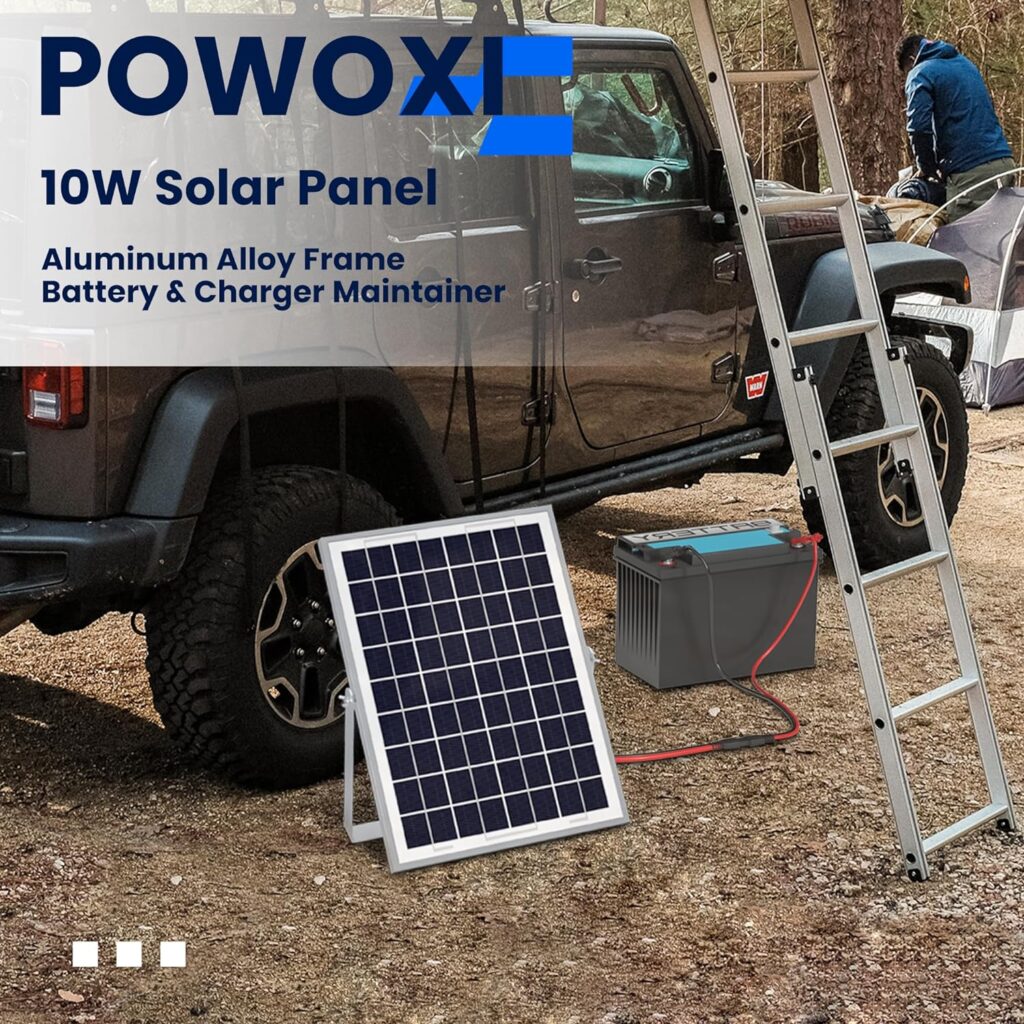 POWOXI 10W Solar Panel，12V Solar Panel Charger Kit + 8A Controller， Suitable for Automotive, Motorcycle, Boat, ATV, Marine, RV, Trailer, Powersports, Snowmobile etc. Various 12V Batteries.