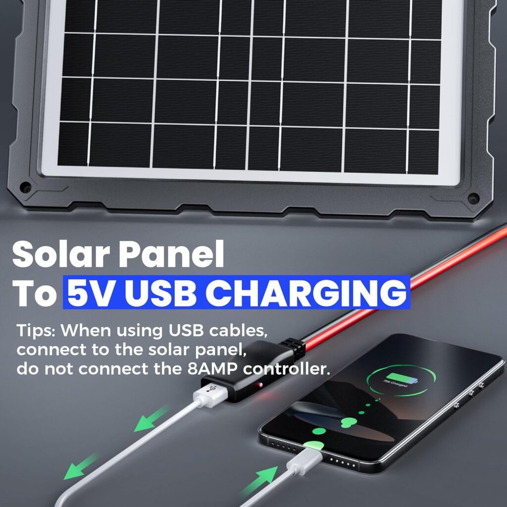 POWOXI-Upgraded-20W-Solar-Battery-Charger-Maintainer, External Smart 3-Stages PWM Charge Controller, 12V Solar Panel Trickle Charging Kit for Car, Marine, Motorcycle, RV, etc