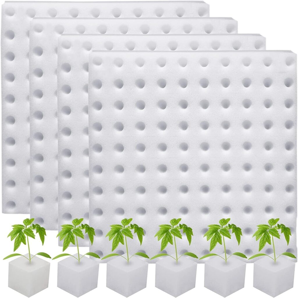 SevenMye 400 Pcs Hydroponic Sponge Planting Tool Square Seedling Sponges Greenhouse Hydroponic Sponge Hydroponic Vegetable Planting Sponge for Small Bud Growth, White