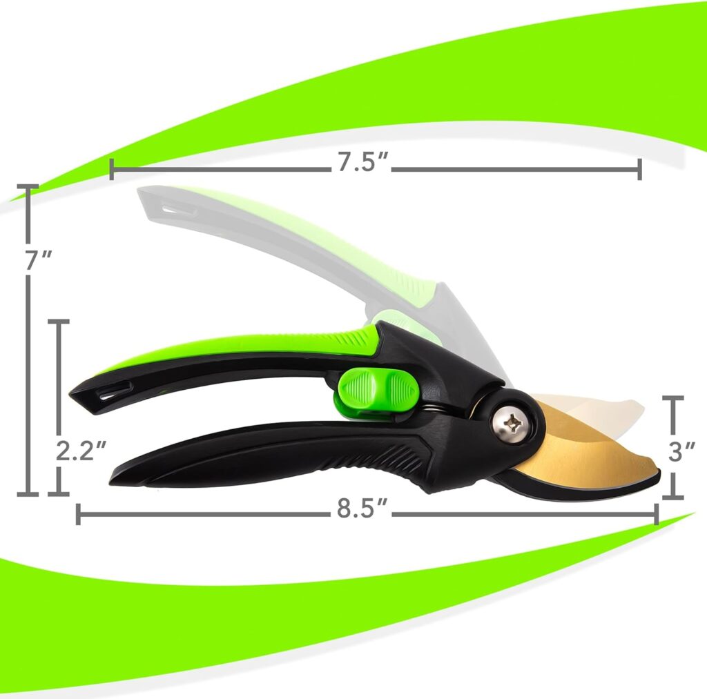 Shark-TUFF® Heavy Duty Garden Secateurs Garden Scissors Pruning Shears Aluminium | Teflon Coated High Carbon Steel SK5 Blade with Safety Lock | Hand Secateurs Pruning Scissors