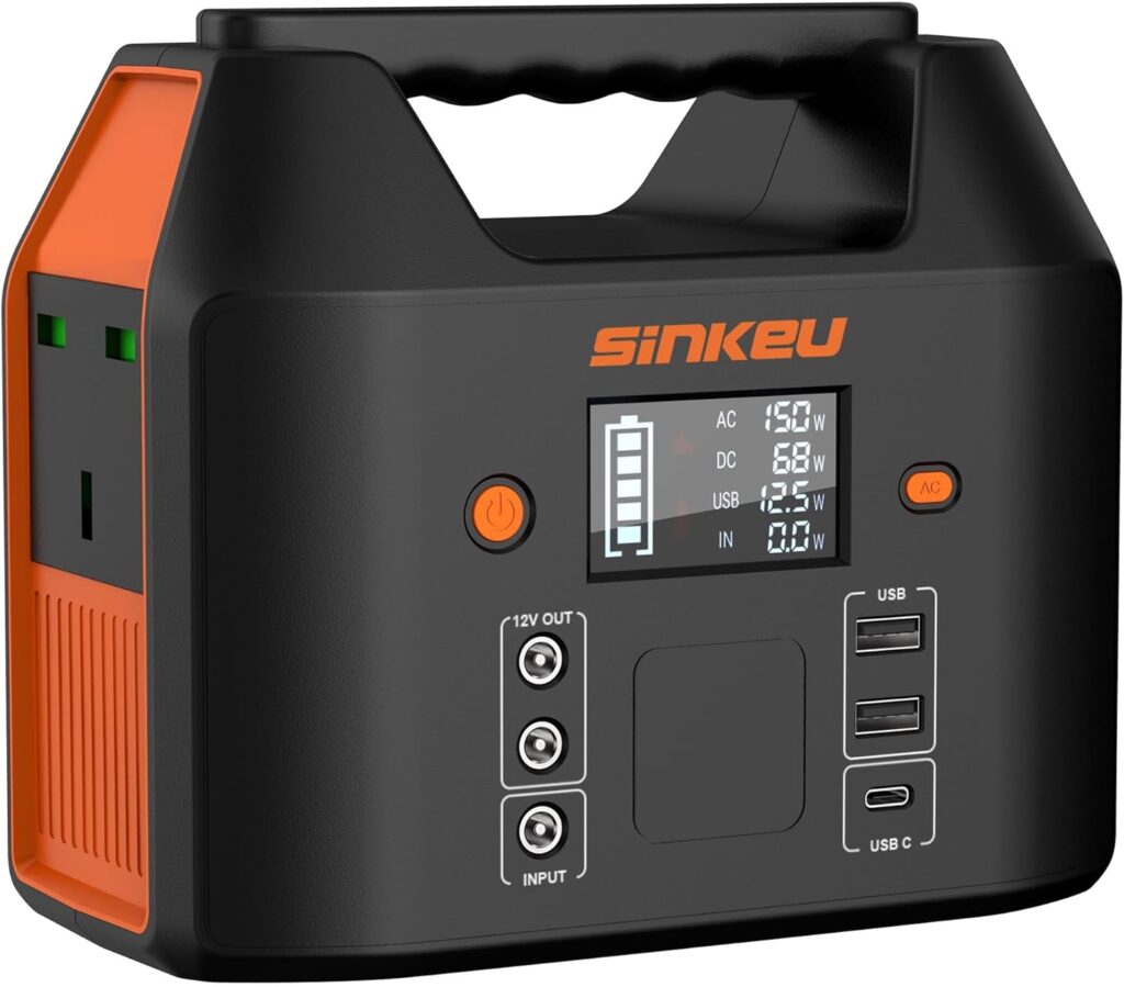 SinKeu Portable Power Station,27000mAh/99Wh Solar Generator with 230V/150W AC Outlet for Camping Emergency Outdoor Adventure Picnic Fishing Travel Party RV Trip(Solar Panel Not Included)