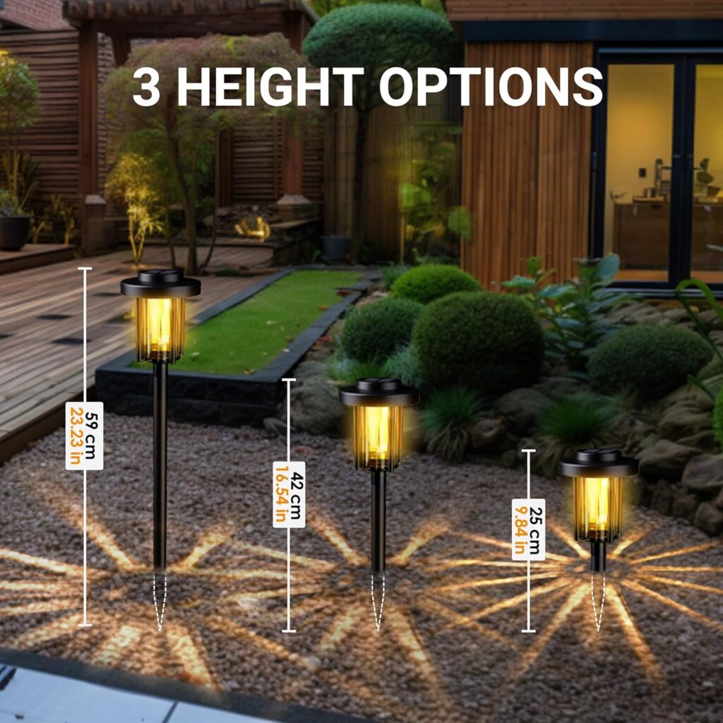 Solpex Solar Lights Outdoor Garden, 2 Pack LED Garden Solar Lights, Waterproof Solar Powered Path Lights for Garden, Patio, Landscape, Walkway, Warm White [Energy Class A]