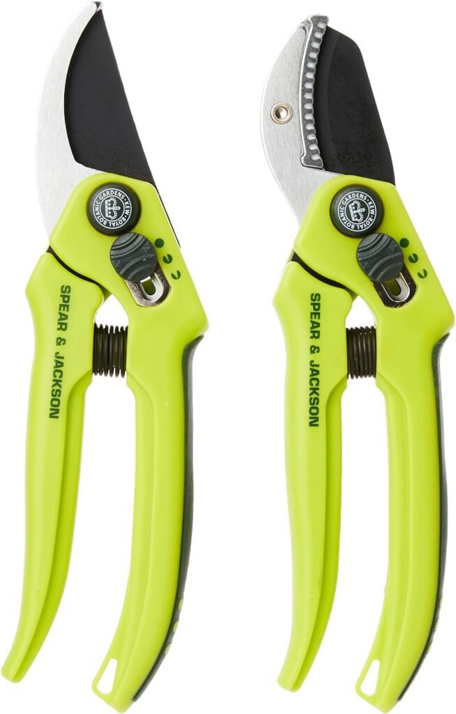 SPEAR JACKSON Kew Gardens Razorsharp Cutting, Set 3K Bypass and Anvil Secateurs Set, Green