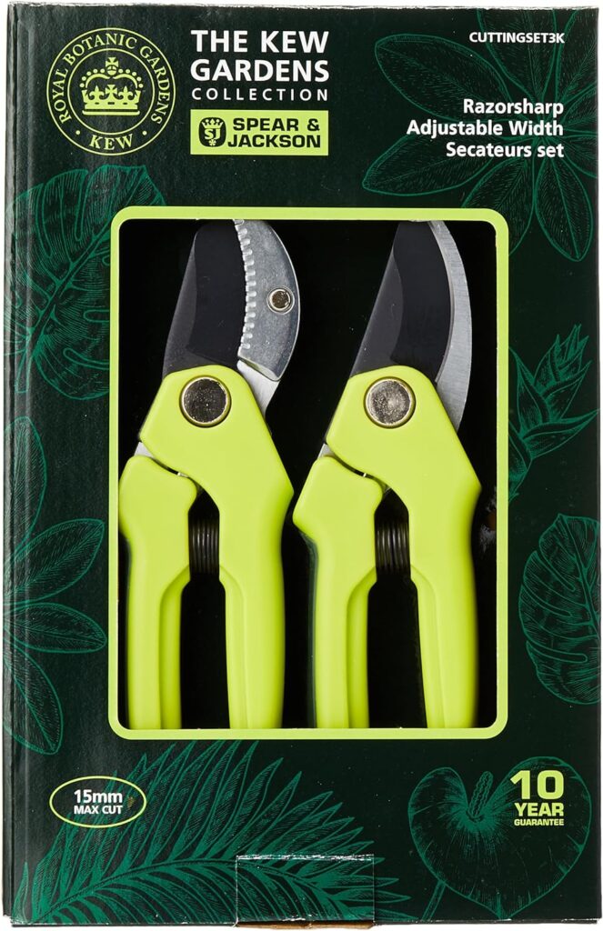 SPEAR JACKSON Kew Gardens Razorsharp Cutting, Set 3K Bypass and Anvil Secateurs Set, Green