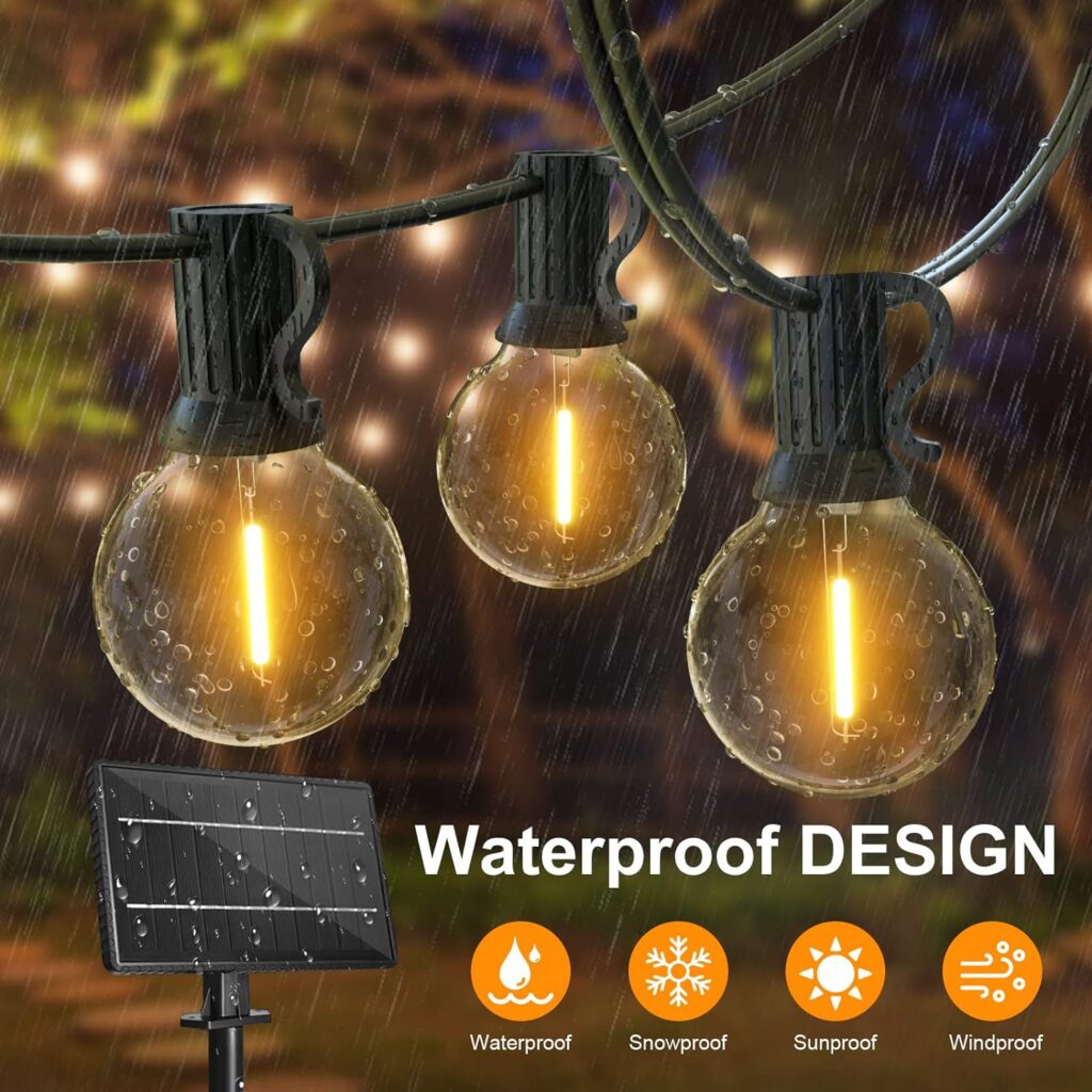 SUWIN Outdoor String Lights, 120FT ST38 LED Festoon Lights Outdoor, IP44 Waterproof Globe Garden String Lighting with 60+2 Bulbs, 2200K Outside Patio Lights for Décor Cafe Party [Energy Class A]