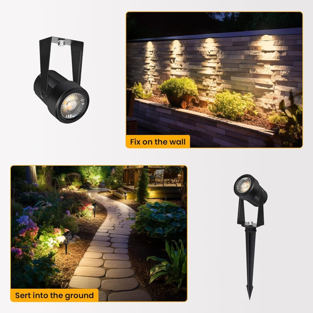 Svater Garden Spotlights Mains Powered, 32m 10-in-1 LED Landscape Lights 2W Warm White 3000K 27V IP65 Waterproof Outdoor Garden Lights Pathway Lighting for Lawn Yard, Patio,Driveway,Party [Energy Class F]