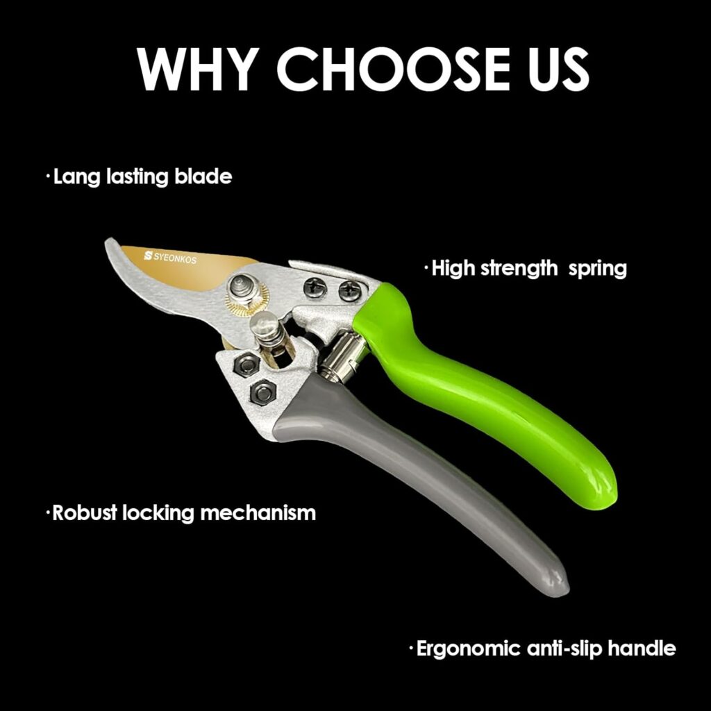 SYEONKOS Secateurs, with Spare BladeSpring, Premium Titanium Garden Pruning Secateurs Soft Handle Gardening Scissors, Professional Hand Pruners