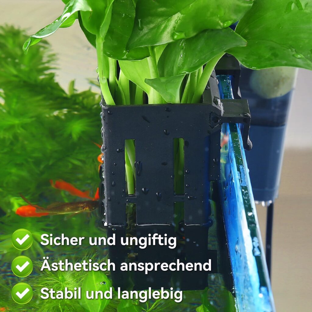 Upgraded Aquarium Plant Holder with Hooks and Suction Cups for Fish Tank Aquaponic Plant Cultivation and Aquascape Decorations (Black)