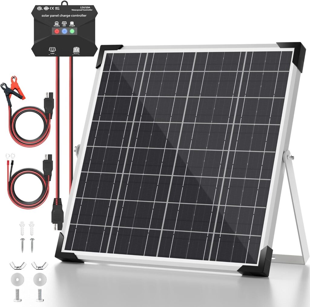 Voltset 20W 12V Solar Panel Kit, Monocrystalline Solar Battery Trickle Charger Maintainer + Upgrade 10A MPPT Charge Controller + Adjustable Mount Bracket for Car, RV, Boat, Motorcycle, Gate Opener [Energy Class A+]