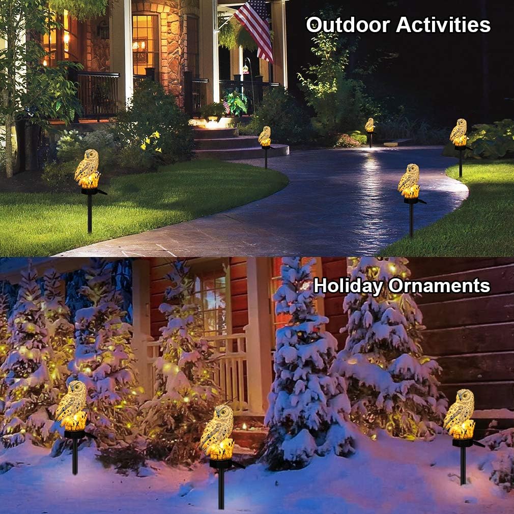 WHATOOK Owl Shape Light LED Solar Garden Lawn Lamp Waterproof Solar Outdoor Lighting Night Light Decorative Home Garden (White)