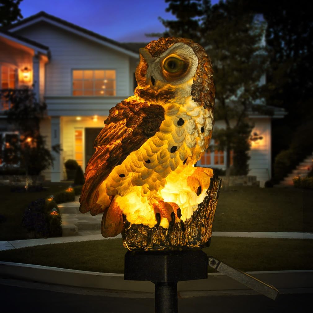 WHATOOK Owl Shape Light LED Solar Garden Lawn Lamp Waterproof Solar Outdoor Lighting Night Light Decorative Home Garden (White)