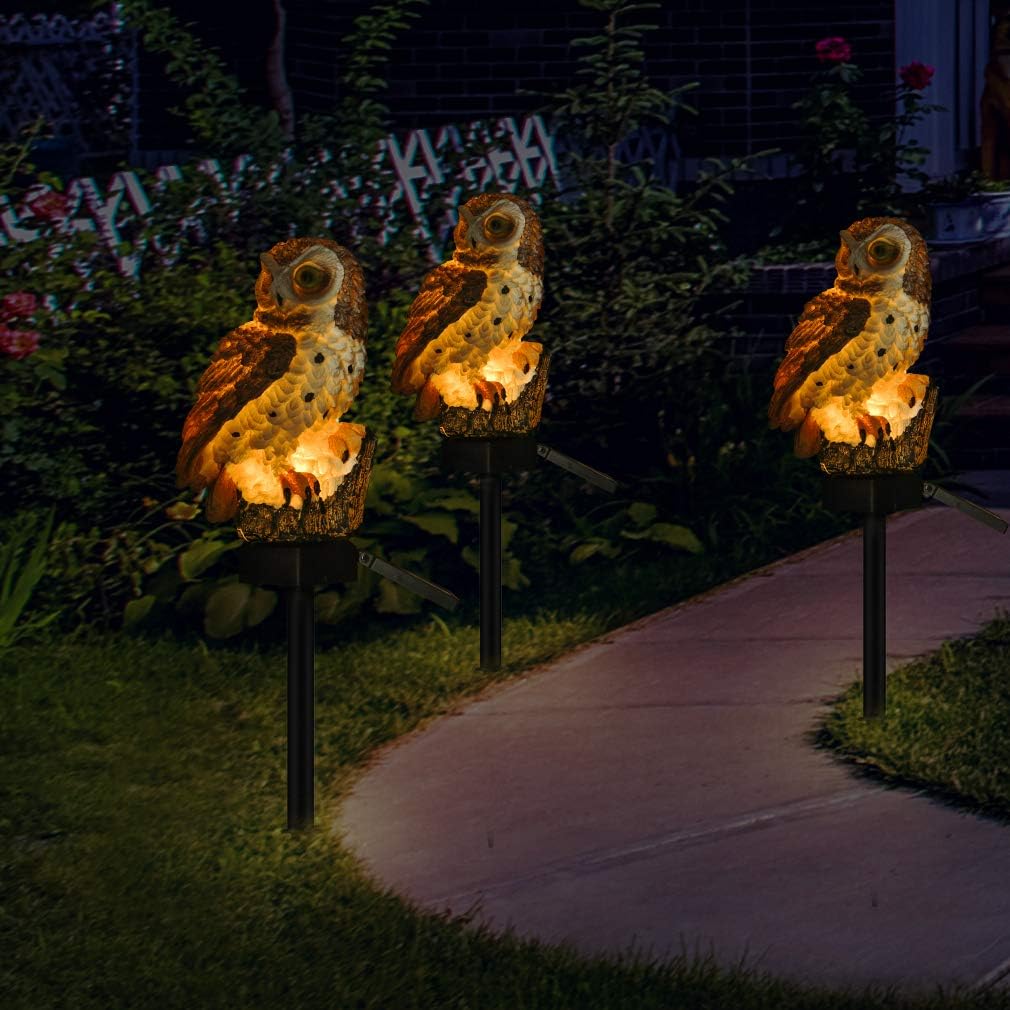 WHATOOK Owl Shape Light LED Solar Garden Lawn Lamp Waterproof Solar Outdoor Lighting Night Light Decorative Home Garden (White)