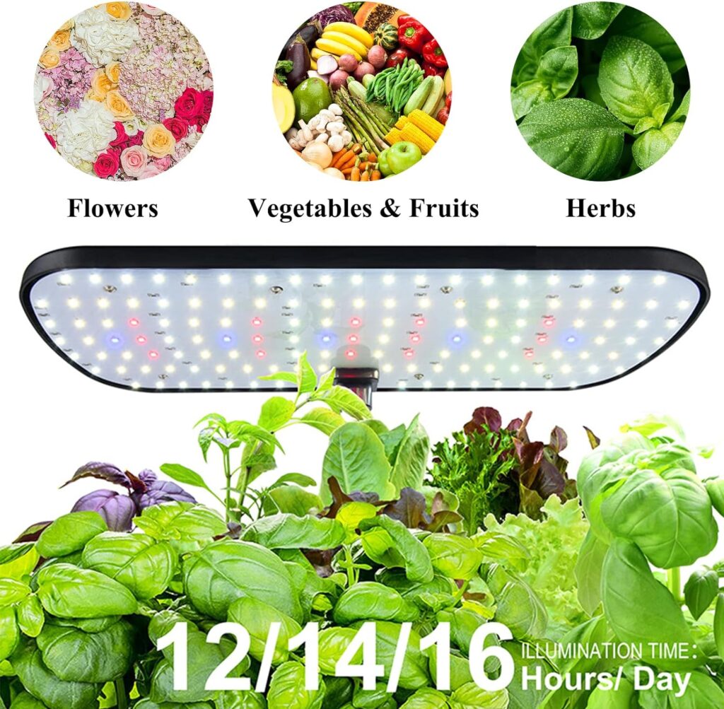 XQZMD Hydroponics Growing System, Full Spectrum Soilless Household LED Smart Garden with Automatic Water Pump, Indoor Herb Garden Germination Kit for Kitchen (3 holes)