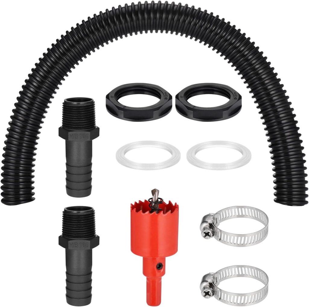 Zocipro Water Butt Connector Kit, 2Pcs 25mm Water Butt Connection with 50cm Flexible Connection Hose Pipe Fittings for Joining 2 Water Tanks, Water Butts, Rain Barrels Together (Male Thread)