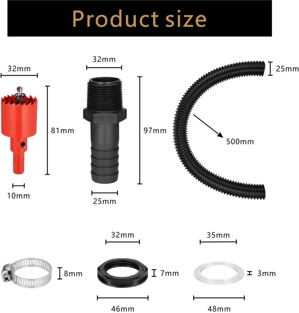 Zocipro Water Butt Connector Kit, 2Pcs 25mm Water Butt Connection with 50cm Flexible Connection Hose Pipe Fittings for Joining 2 Water Tanks, Water Butts, Rain Barrels Together (Male Thread)